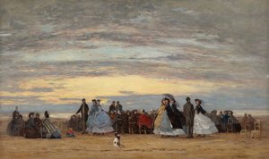 Het strand van Villerville, 1864 door Eugene Louis Boudin