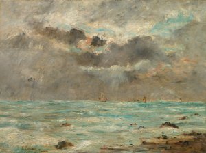 De kust bij Trouville, ca. 1865-1900 door Eugene Louis Boudin