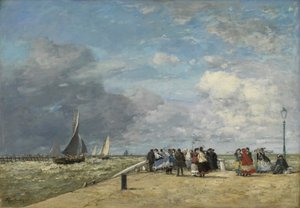 De pier van Trouville door Eugene Louis Boudin