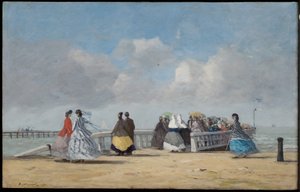 De Pier van Trouville, 1864 door Eugene Louis Boudin