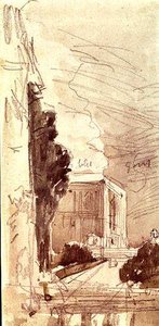 Het terras van een kasteel