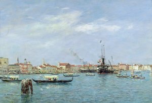 Venetië, Het Grote Kanaal, Oostenrijks Stoomschip, 1895 door Eugene Louis Boudin