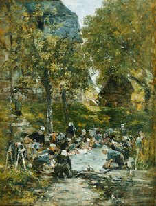 Wasvrouwen aan de oever van de rivier (detail), c.1877-1881
