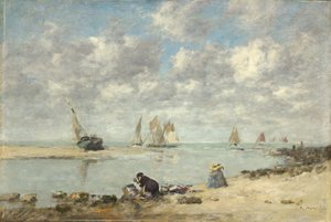 Wasvrouw bij Trouville, ca. 1872-6 door Eugene Louis Boudin