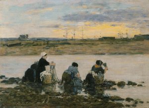 Wasvrouwen bij de rivier door Eugene Louis Boudin
