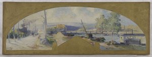 Schets voor het stadhuis van Issy-les-Moulineaux: De Seine bij Issy-les-Moulineaux, circa 1901
