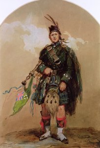 Een Doedelzakspeler van de 79e Highlanders in Chobham Kamp in 1853 door Eugene Louis Lami
