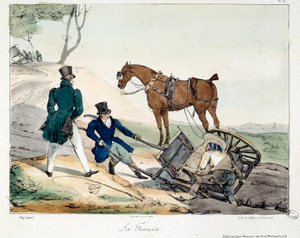 Kartonongeluk veroorzaakt door de spoorweg door Eugene Louis Lami