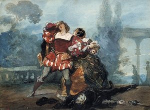 Illustratie voor het toneelstuk Grillen van Marianne, 1851 door Eugene Louis Lami