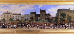 De aanslag van Giuseppe Fieschi (Corsicaanse samenzweerder) op 28/07/1835 tegen Louis-Philippe I (1773-1850), koning van de Fransen, Boulevard du Temple in Parijs (detail)