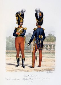 Cent-Suisses, Korporaal grote tenue, Adjudant-Majoor Luitenant kleine tenue door Eugene Titeux