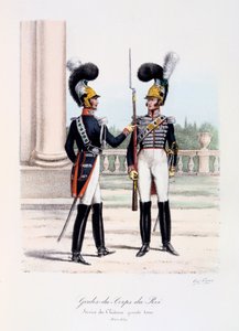 Gardes-du-Corps de Roi, Service de Chateau, grande tenue, 1820-30 door Eugene Titeux