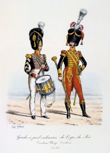 Gardes à pied ordinaires du Corps de Roi, tamboer-majoor en drummer, 1822-30