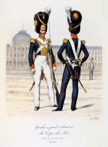 Gardes à pied ordinaires du Corps de Roi, petite en grande tenue, 1817-30