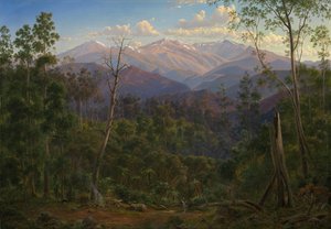 Mount Kosciusko, gezien vanaf de grens met Victoria (Mount Hope Ranges) door Eugene von Guérard