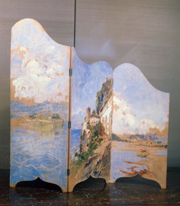 Drie uitzichten op het Lago Maggiore: Isola Bella, Santa Caterina del Sasso, Isola dei Pescatori door Eugenio Gignous