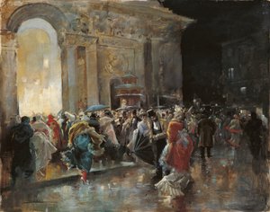 Aankomst bij het Theater op een Nacht van een Gemaskerd Bal