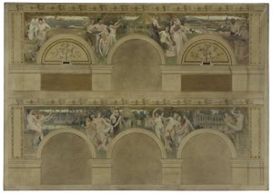 Schets voor een van de inleidende salons van het stadhuis van Parijs: Het werk. De vreugde. De liefdadigheid