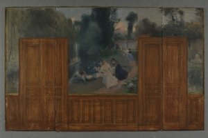 Schets voor het stadhuis van Créteil: Landschap - Oevers van de Marne gezien vanaf de brug van Ile Sainte-Catherine