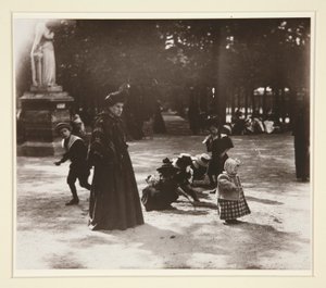 Kinderen - Jardin Luxembourg door Eugène Atget