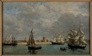 De haven van Camaret door Eugene Louis Boudin