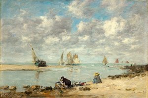 Wasvrouw bij Trouville door Eugene Louis Boudin