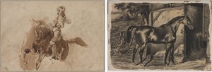 Gepantserde Figuur te Paard (recto); Paard voor een Schuur (verso)