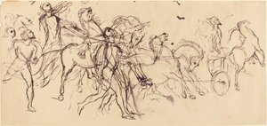Strijdwagenmenners recto en verso door Eugène Delacroix