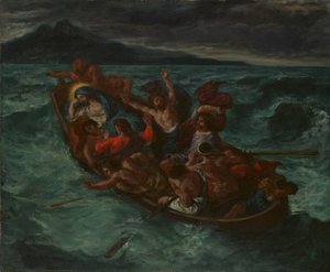 Christus slaapt tijdens de storm door Ferdinand Victor Eugene Delacroix