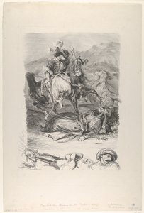 Gevecht tussen de Giaour en de Pasha, 1827 door Eugène Delacroix