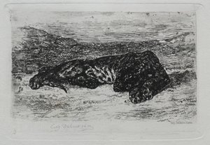 Kruipende Tijger in de Woestijn door Eugène Delacroix