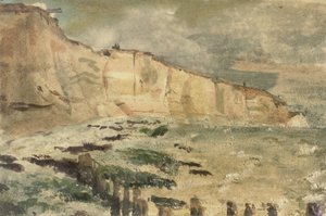 De krijtrotsen bij Dieppe door Eugène Delacroix