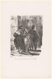 Faust probeert Grietje te verleiden door Eugène Delacroix