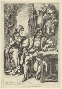 Goetz von Berlichingen schrijft zijn memoires, na 1845 door Eugène Delacroix