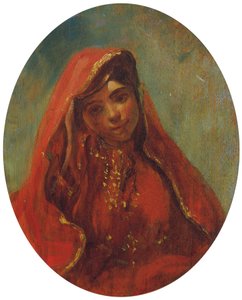 Halffiguur van een Marokkaanse vrouw door Eugène Delacroix