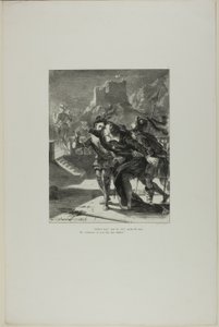 Hamlet achtervolgt de geest van zijn vader, plaat 2 uit Hamlet door Eugène Delacroix