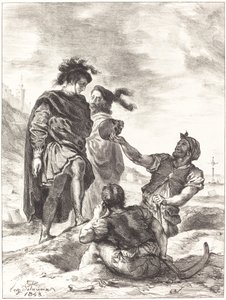 Hamlet en Horatio voor de grafdelvers (Act V, Scene I) door Eugène Delacroix