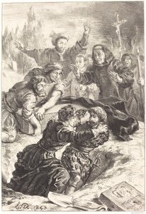 Hamlet en Laertes in het Graf van Ophelia (Act V, Scene I) door Eugène Delacroix
