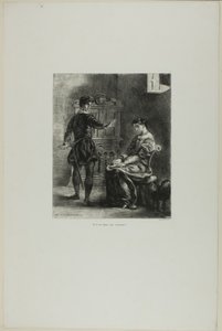 Hamlet en Ophelia, plaat 5 uit Hamlet door Eugène Delacroix
