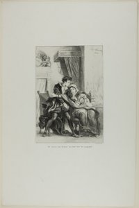 Hamlet en de koningin, plaat 10 uit Hamlet door Eugène Delacroix
