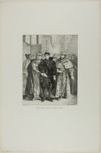 Hamlet en de koningin, plaat 1 uit Hamlet door Eugène Delacroix