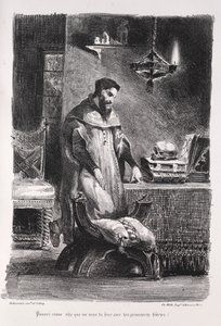 Illustraties voor Faust: Faust in zijn kleedkamer door Eugène Delacroix