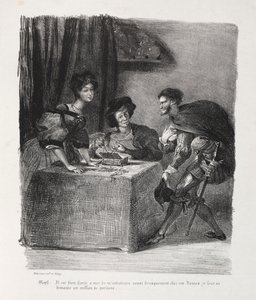 Illustraties voor Faust: Mefistofeles bij Marthe door Eugène Delacroix