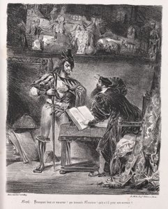 Illustraties voor Faust: Mefistofeles bezoekt Faust