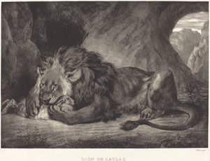 Leeuw van het Atlasgebergte door Eugène Delacroix