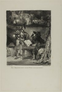 Mephistopheles verschijnt aan Faust, uit Faust door Eugène Delacroix