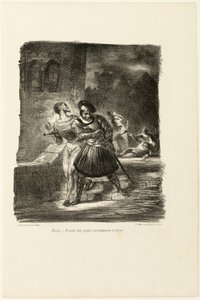 Mephistopheles en Faust vluchten na het duel, uit Faust door Eugène Delacroix
