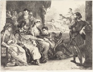 Spelers die het vergiftigen van Hamlets vader uitbeelden Act III, Scène II, 1835