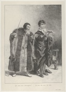 Polonius en Hamlet, 1834-43 door Eugène Delacroix