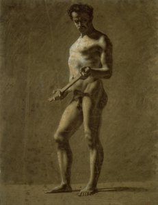 Staande Academische Mannelijke Naakt (recto); Schets van Bovenarm (verso) door Eugène Delacroix